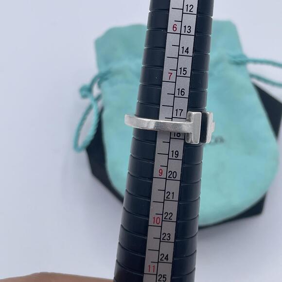 Authentic Tiffany & Co. T Ring Sterling Silver Open Band Size 8 Minimalist - Picture 8 of 9